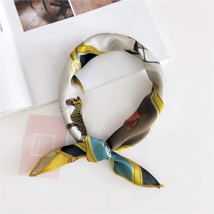 Square Scarf Hair Tie Band For Business Party Women Elegant Small Vintage Skinny Retro Head Neck Silk Satin Scarf Beauty World Shop