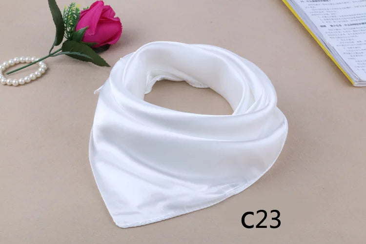 WZCX 60*60cm Women Solid Color Silk Scarf Spring Autumn Fashion New Simple Square Scarfs For Ladies Female Scarf Beauty World Shop