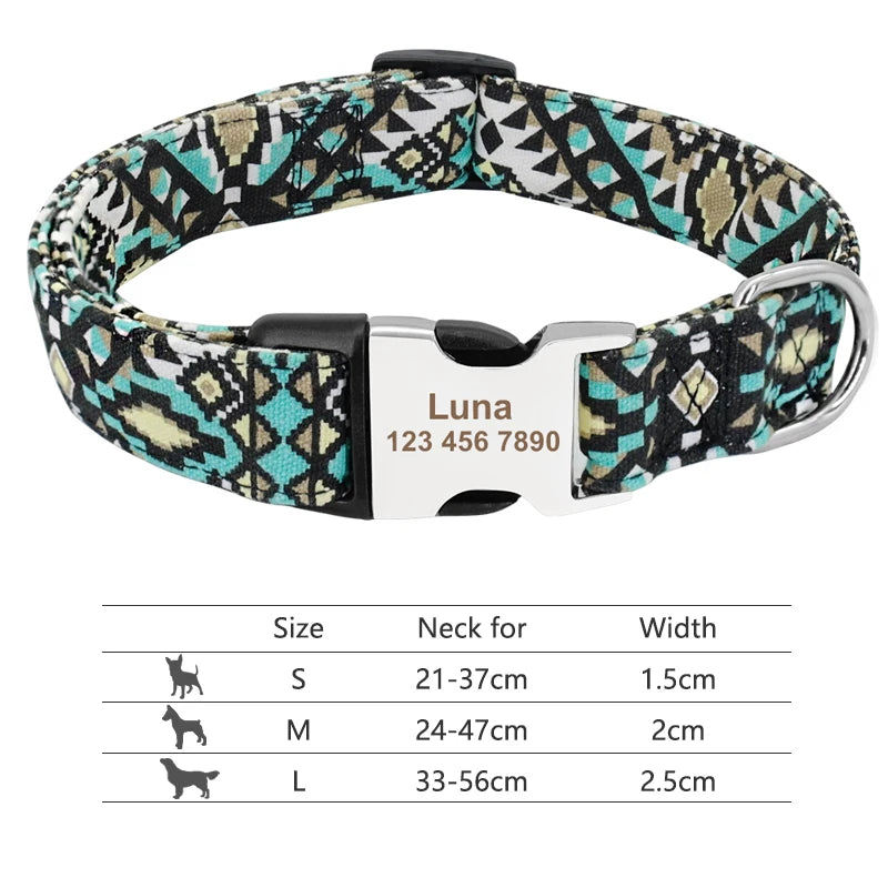Adjustable Nylon Dog Collar Personalized Dogs Cat ID Collars With Engraved Name Buckle Anti-lost for Small Medium Large Dogs Beauty World Shop