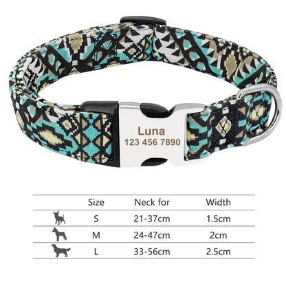 Adjustable Nylon Dog Collar Personalized Dogs Cat ID Collars With Engraved Name Buckle Anti-lost for Small Medium Large Dogs Beauty World Shop