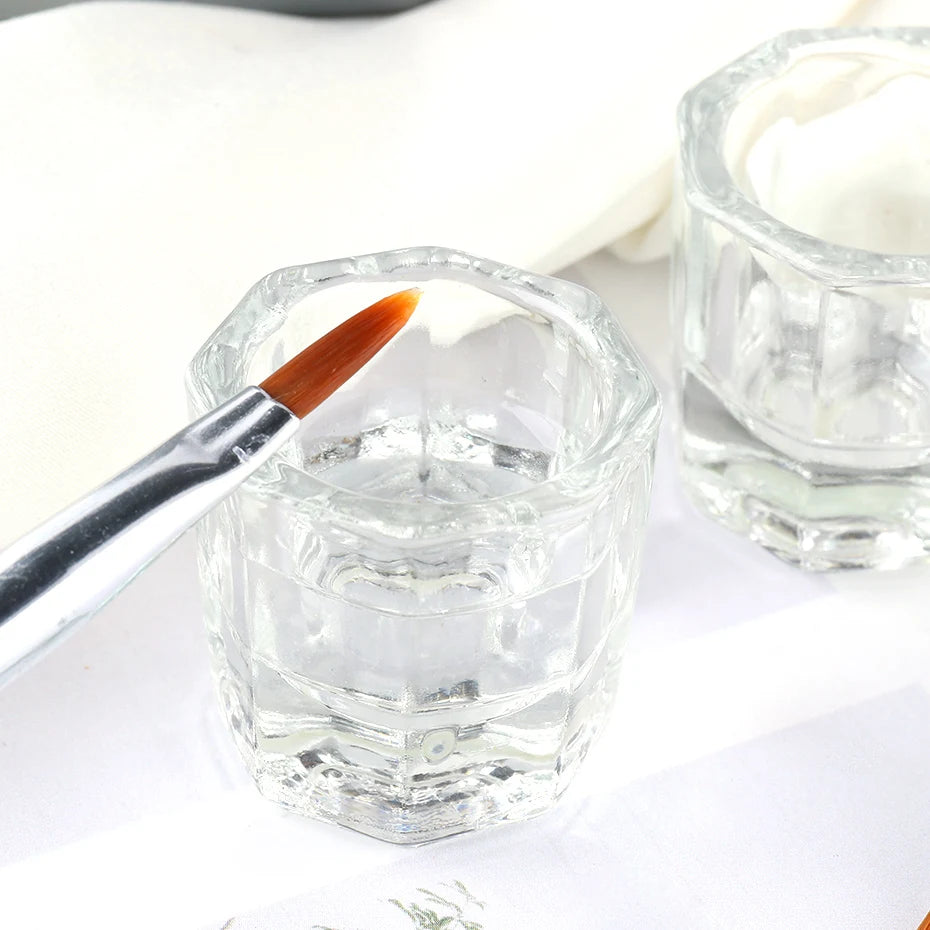1pcs Nail Crystal Glass Nail Cup Acrylic Liquid Dappen Dish Clear Bowl Nail Powder Holder Container Equipment  Tools Beauty World Shop