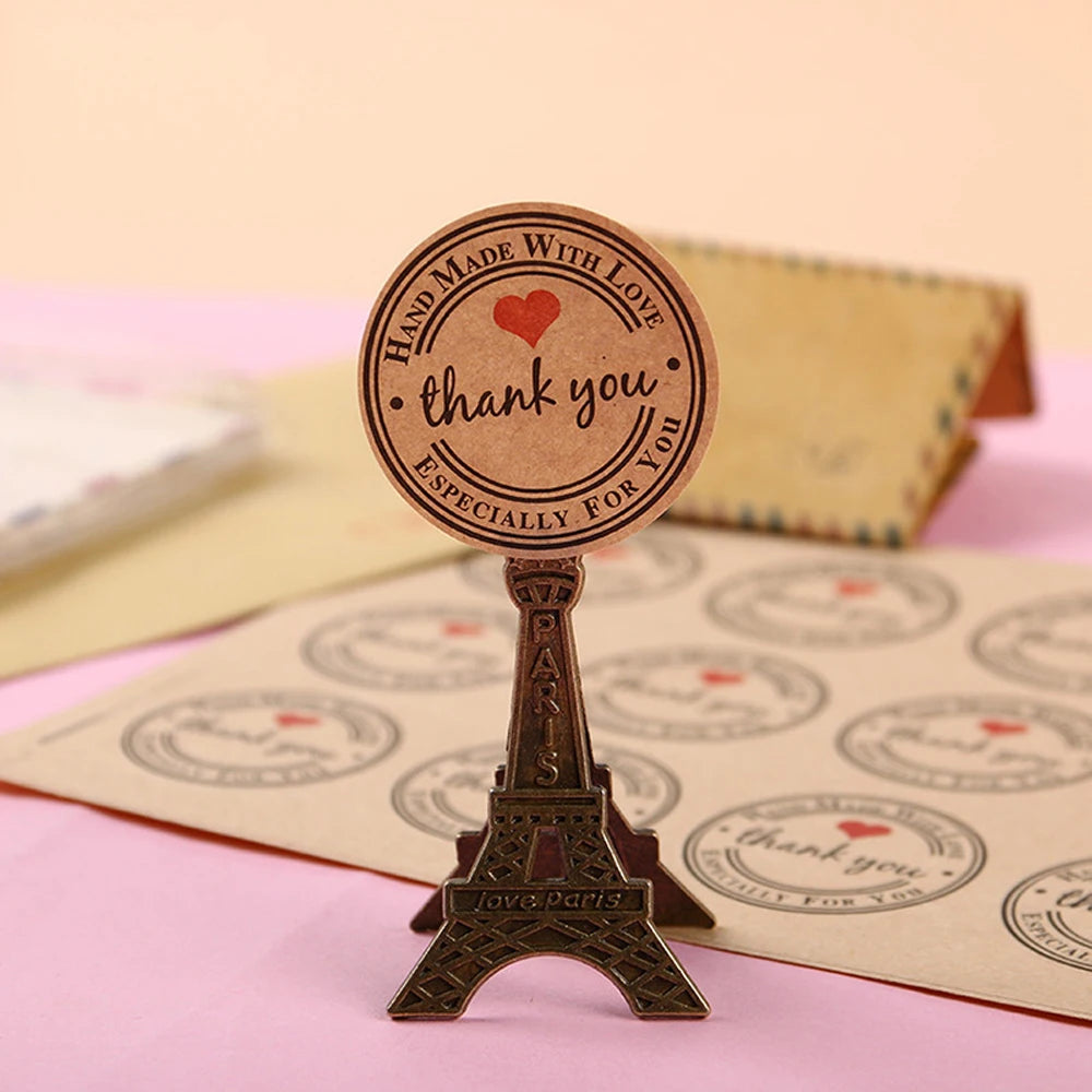 100-500pcs 1inch Vintage Kraft Paper Handmade With Love Stickers for Package Thank You Stationery Adhesive Labels Baking Seals Beauty World Shop