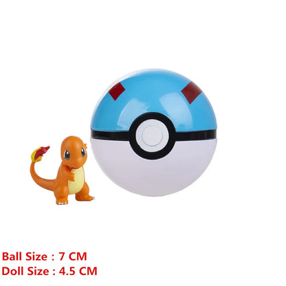 Pokemon Pokeball With Cartoons Movie Anime Figure Pikachu Charmander Eevee Squirtle Vulpix Quality Pet Action Model Toys Gifts Beauty World Shop