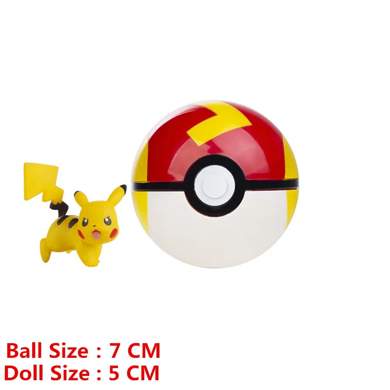 Pokemon Pokeball With Cartoons Movie Anime Figure Pikachu Charmander Eevee Squirtle Vulpix Quality Pet Action Model Toys Gifts Beauty World Shop