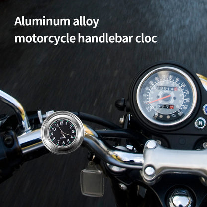 Aluminum Quartz Watch Luminous Clock Handlebar Mount for Motorcycle Scooter Bicycle Handlebar Waterproof Time Display Universal Beauty World Shop