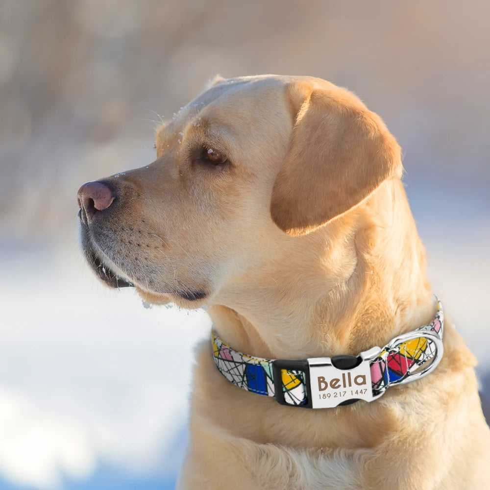 Adjustable Nylon Dog Collar Personalized Dogs Cat ID Collars With Engraved Name Buckle Anti-lost for Small Medium Large Dogs Beauty World Shop