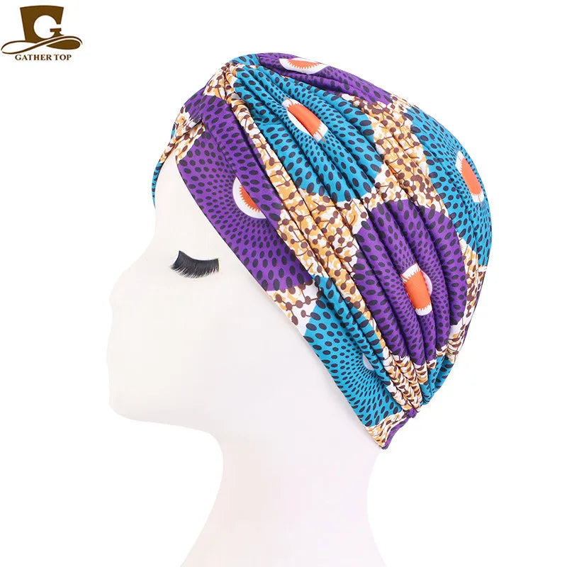 New Knotted Ruffle Turban Ladies Soft Headscarf Casual Streetwear Female Muslim Hijab Indian Hats Cancer Chemo Cap Turbante Beauty World Shop