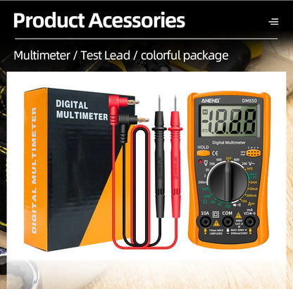 ANENG DM850 Digital Multimeter Automatic Professional 1999 Counts Auto AC/DC Votage Tester Ohm Current Ammeter Detector Tool Beauty World Shop
