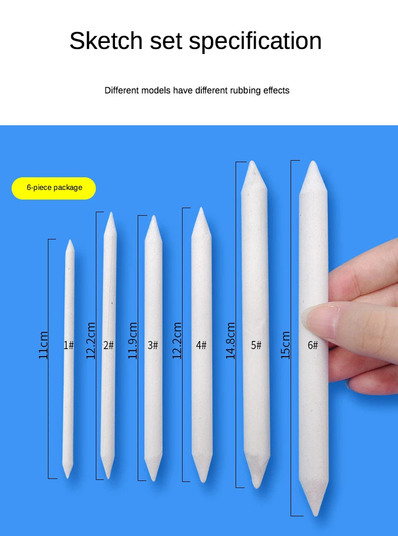 3/6pcs/set Blending Smudge Stump Stick Tortillon Sketch Art White Drawing Charcoal Sketcking Tool Rice Paper Pen Artist Supplies Beauty World Shop