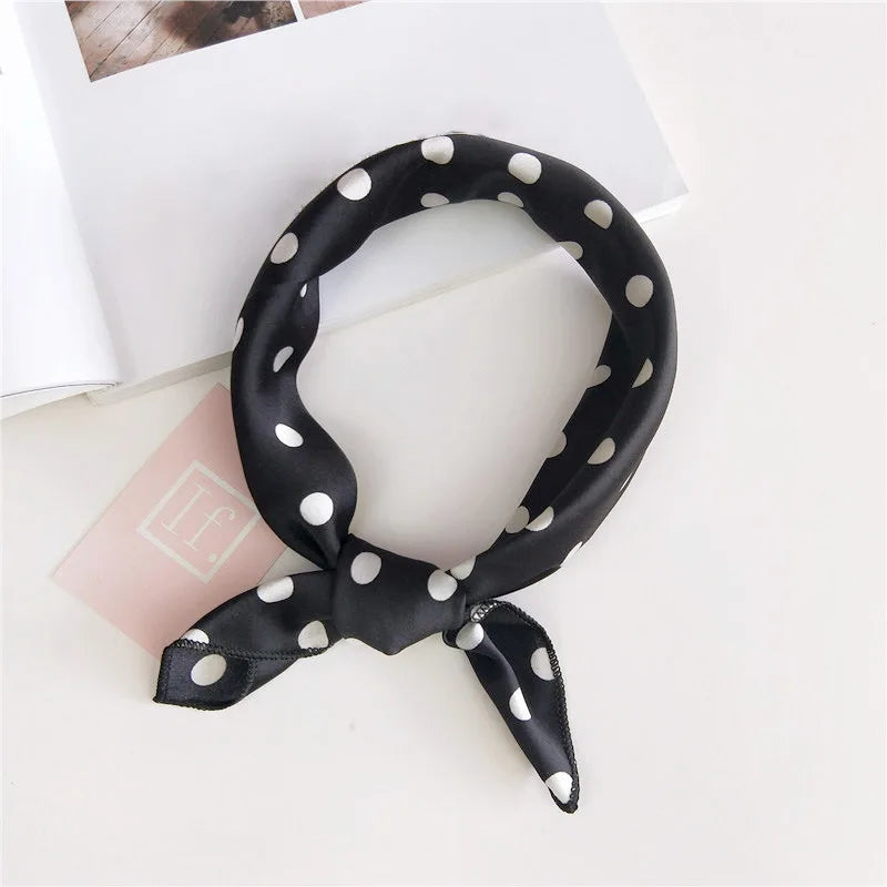 Square Scarf Hair Tie Band For Business Party Women Elegant Small Vintage Skinny Retro Head Neck Silk Satin Scarf Beauty World Shop