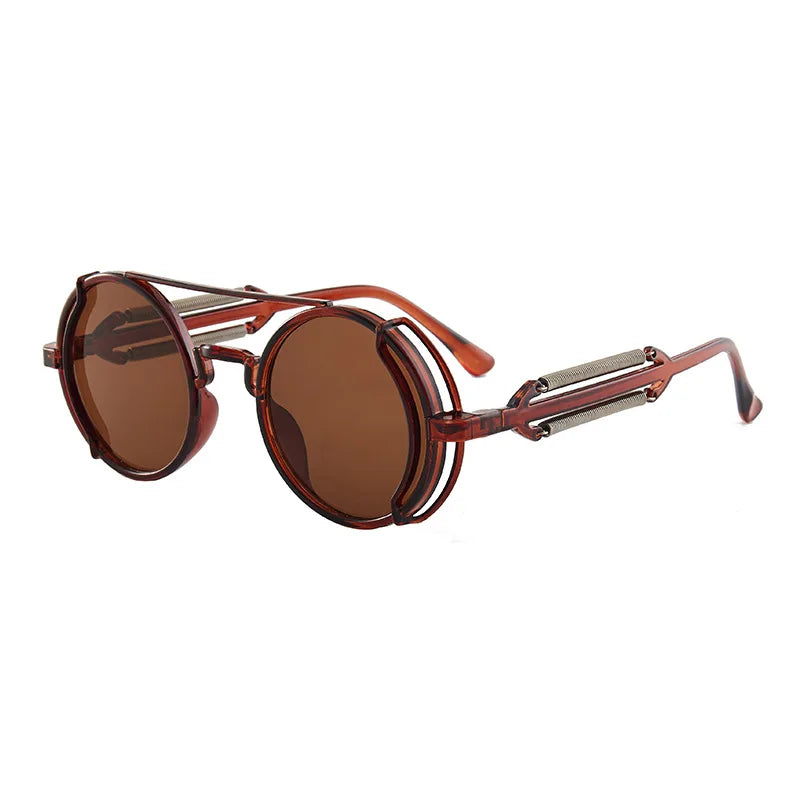 Classic Gothic Steampunk Sunglasses Luxury Brand Designer High Quality Men and Women Retro Round Pc Frame Sunglasses Beauty World Shop