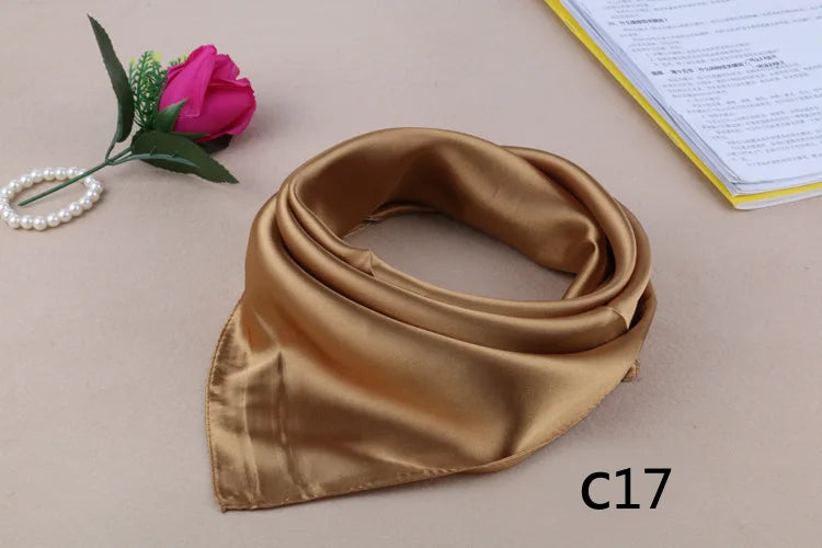 WZCX 60*60cm Women Solid Color Silk Scarf Spring Autumn Fashion New Simple Square Scarfs For Ladies Female Scarf Beauty World Shop