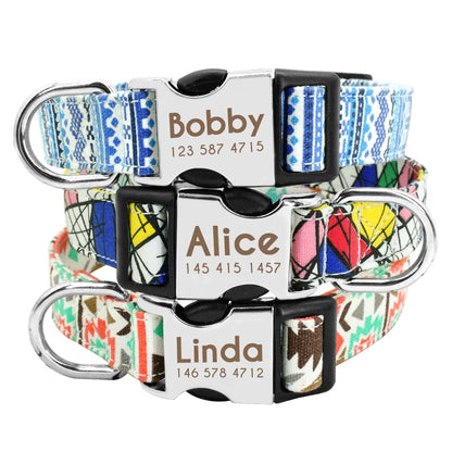 Adjustable Nylon Dog Collar Personalized Dogs Cat ID Collars With Engraved Name Buckle Anti-lost for Small Medium Large Dogs Beauty World Shop
