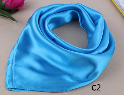 WZCX 60*60cm Women Solid Color Silk Scarf Spring Autumn Fashion New Simple Square Scarfs For Ladies Female Scarf Beauty World Shop