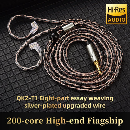 QKZ T1 Earphone Cable QDC Type Copper Silver-plated Upgrade Cable 3.5mm Wired Headphones For KZ ZSN PRO ZS10 pro EDX TRN CCA