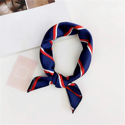 Square Scarf Hair Tie Band For Business Party Women Elegant Small Vintage Skinny Retro Head Neck Silk Satin Scarf Beauty World Shop