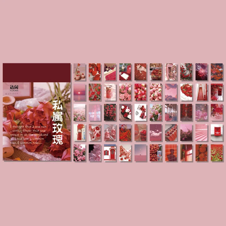 Yoofun 50 Sheets Natural Scenery&Art Paintings Stationery Stickers Book Aesthetic Landscape Cute Scrapbooking Planner Journaling Beauty World Shop