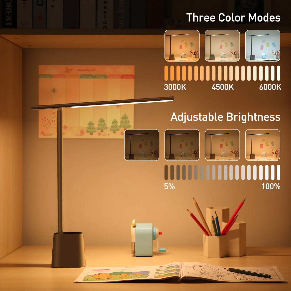 Baseus LED Desk Lamp Eye Protection Study Dimmable Office Light Foldable Table Lamp Smart Adaptive Brightness Bedside Read Lamp Beauty World Shop