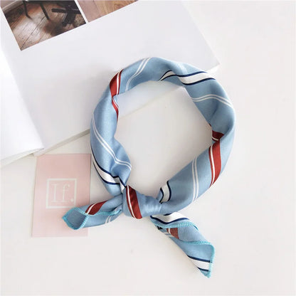 Square Scarf Hair Tie Band For Business Party Women Elegant Small Vintage Skinny Retro Head Neck Silk Satin Scarf Beauty World Shop