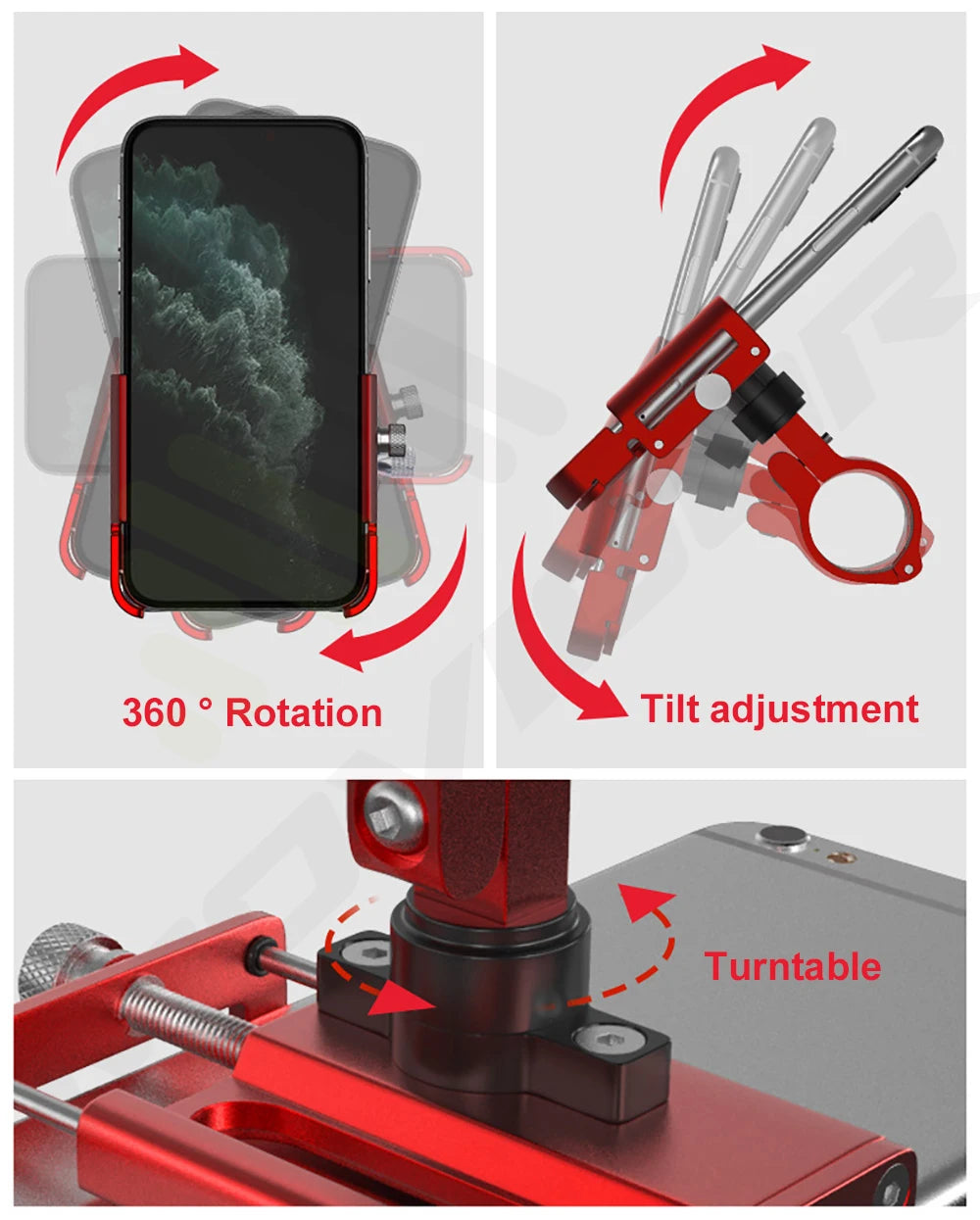 GUB Aluminum Bicycle Phone Holder Metal Bike Cell Mobile iPhone Stand for Motorcycle Scooter Handlebar Bike Headsets Stem Mount Beauty World Shop