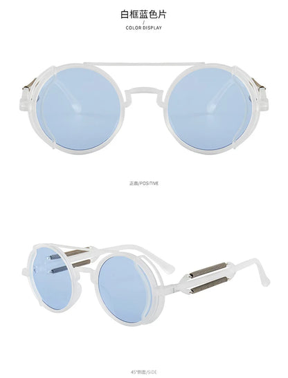 Classic Gothic Steampunk Sunglasses Luxury Brand Designer High Quality Men and Women Retro Round Pc Frame Sunglasses Beauty World Shop