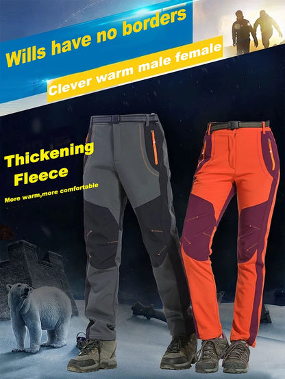 LNGXO Thick Warm Fleece Hiking Pants Men Winter Waterproof Windproof Outdoor Soft Shell Rain Trousers Trekking Camping Ski Pants Beauty World Shop
