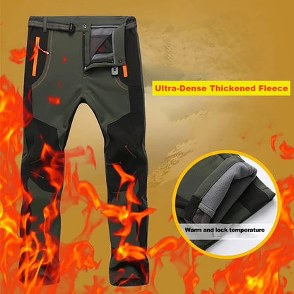LNGXO Thick Warm Fleece Hiking Pants Men Winter Waterproof Windproof Outdoor Soft Shell Rain Trousers Trekking Camping Ski Pants Beauty World Shop