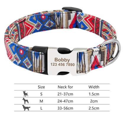 Adjustable Nylon Dog Collar Personalized Dogs Cat ID Collars With Engraved Name Buckle Anti-lost for Small Medium Large Dogs Beauty World Shop