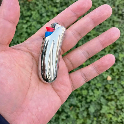 Clearance_Shiny Zinc Alloy Chromed Metal Shell For Small Bic Lighter J5 J25 No Lighter_Continuous updates Beauty World Shop