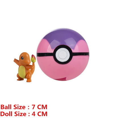 Pokemon Pokeball With Cartoons Movie Anime Figure Pikachu Charmander Eevee Squirtle Vulpix Quality Pet Action Model Toys Gifts Beauty World Shop