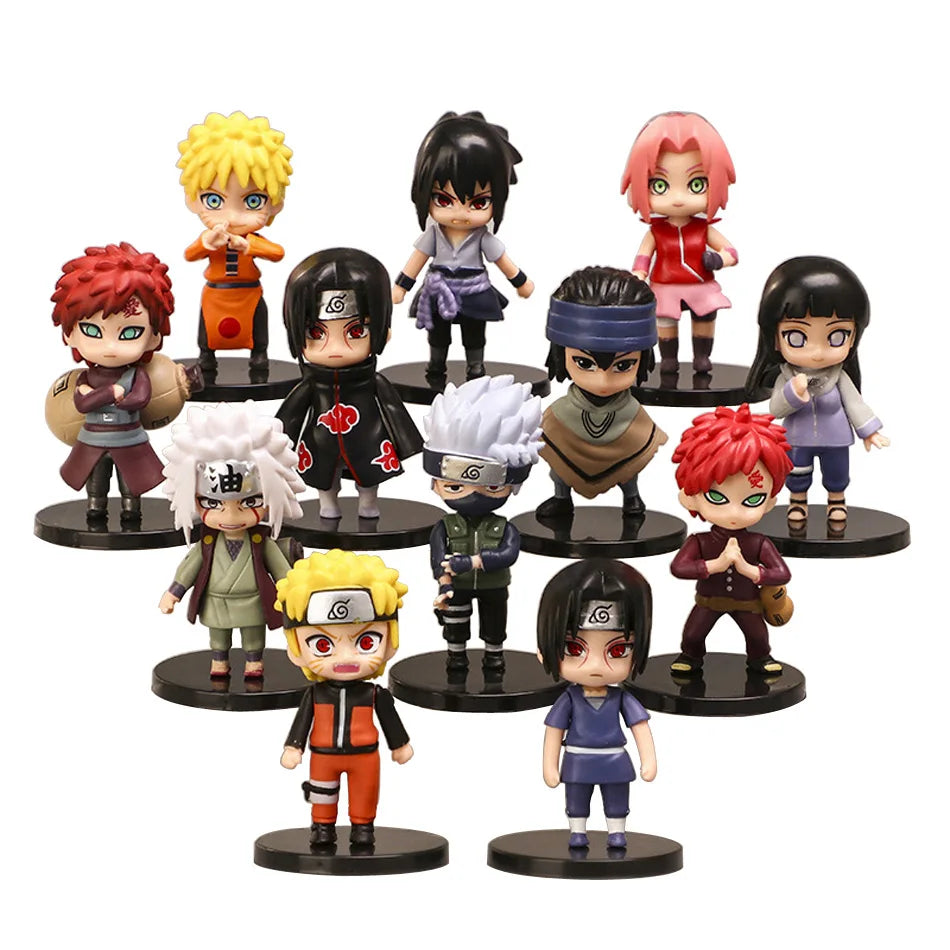 New 12pcs/set Anime Figure Naruto Shippuden Hinata Sasuke Itachi Kakashi Gaara Action Figure Q Version PVC Figures Toys  Gift Beauty World Shop