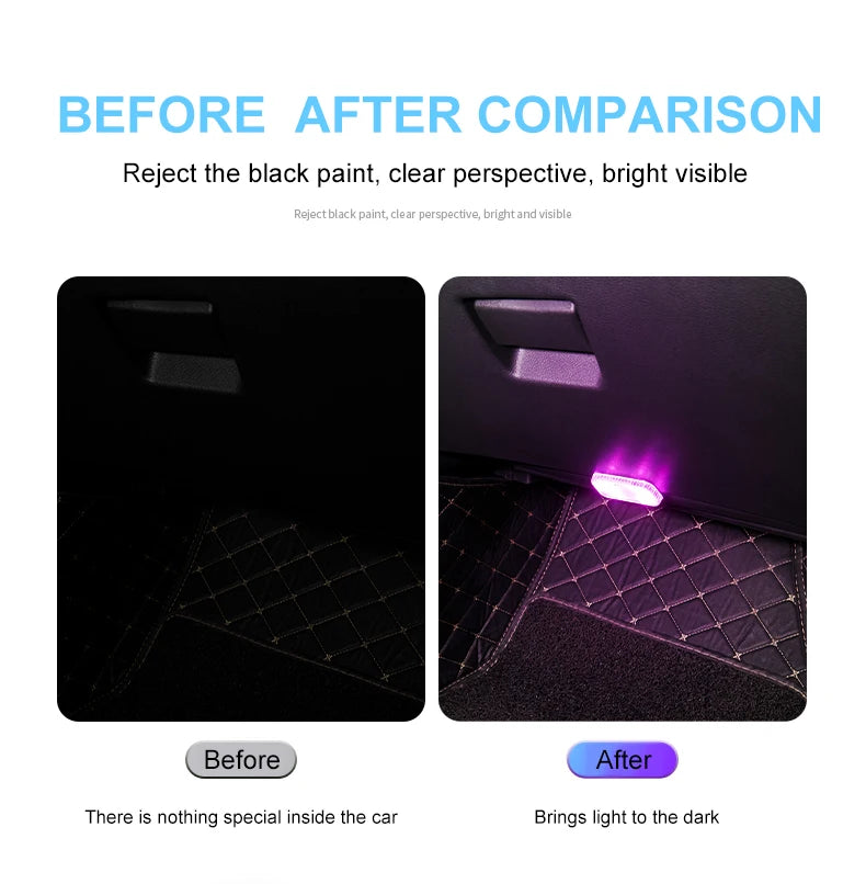 LED Touch Light Mini Wireless Car Interior Lighting Auto Roof Ceiling Reading Lamp for Door Foot Trunk Storage Box USB Charging Beauty World Shop