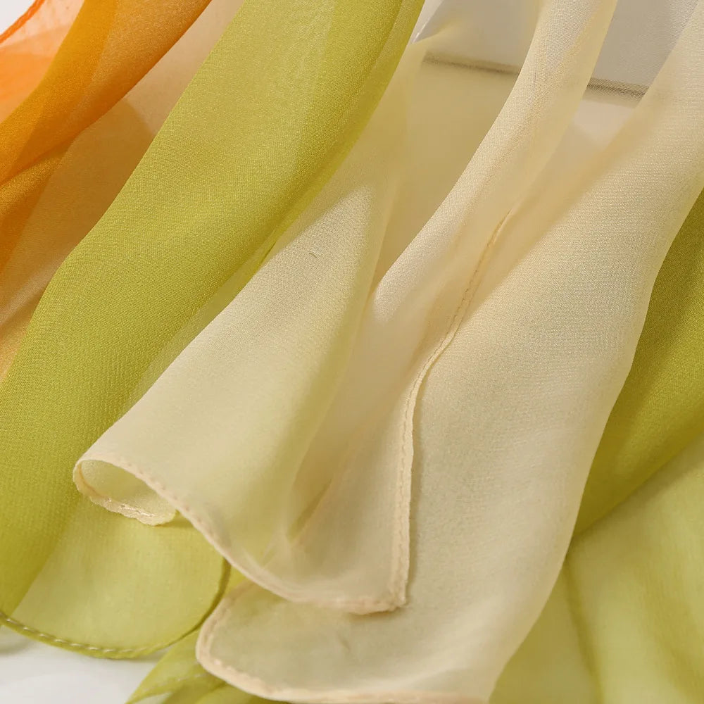 Four Seasons Thin Soft Chiffon For Women Silky Gradient Printing Beach Georgette Scarf Shawls Long Wraps Beach Sunscreen Hijab Beauty World Shop