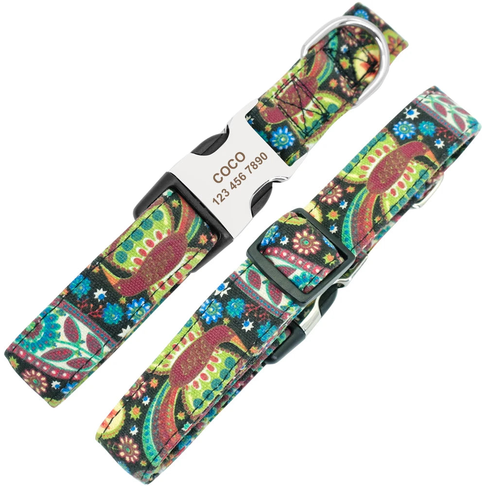 Adjustable Nylon Dog Collar Personalized Dogs Cat ID Collars With Engraved Name Buckle Anti-lost for Small Medium Large Dogs Beauty World Shop