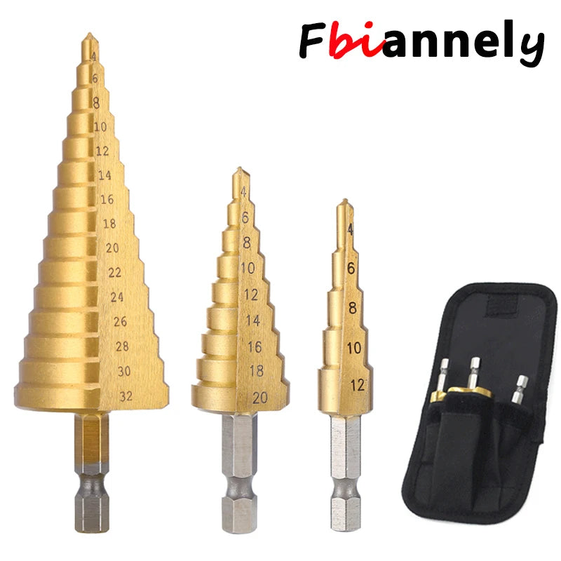 4-32 mm 4-20 mm HSS Titanium Coated Step Drill Bit High Speed Steel Metal Wood Hole Cutter Cone Drilling Tool Beauty World Shop