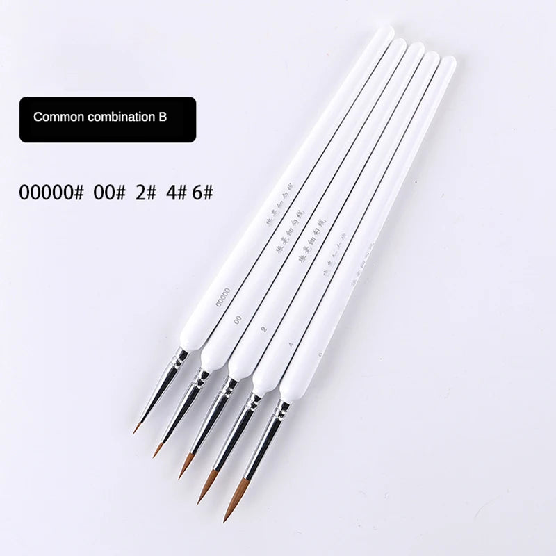 4/5/10pcs Miniature Hook Line Pen Art Painting Brushes Weasel Hair Paint Brush Gouache Watercolor Oil Paint Artists Hand Painted Beauty World Shop