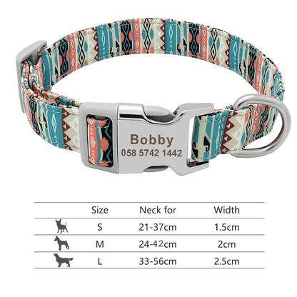 Adjustable Nylon Dog Collar Personalized Dogs Cat ID Collars With Engraved Name Buckle Anti-lost for Small Medium Large Dogs Beauty World Shop