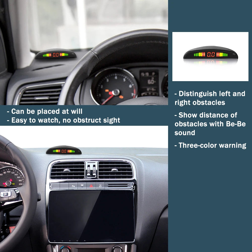 Hippcron Car LED Parking Sensor Kit 4 Sensors 22mm Reverse Radar Sound Alert Indicator System 8 Colors Beauty World Shop