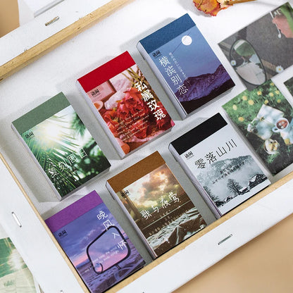 Yoofun 50 Sheets Natural Scenery&Art Paintings Stationery Stickers Book Aesthetic Landscape Cute Scrapbooking Planner Journaling Beauty World Shop
