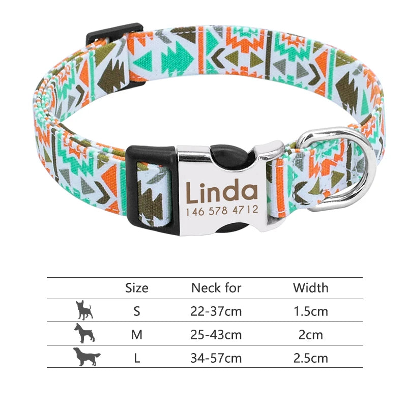 Adjustable Nylon Dog Collar Personalized Dogs Cat ID Collars With Engraved Name Buckle Anti-lost for Small Medium Large Dogs Beauty World Shop