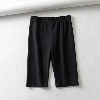 sexy women cotton high waist elastic pure color slim Knee-Length biker shorts female Beauty World Shop