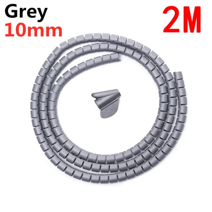 2M 16/10mm Flexible Spiral Cable Wire Protector Cable Organizer Computer Cord Protective Tube Clip Organizer Management Tools Beauty Fashion