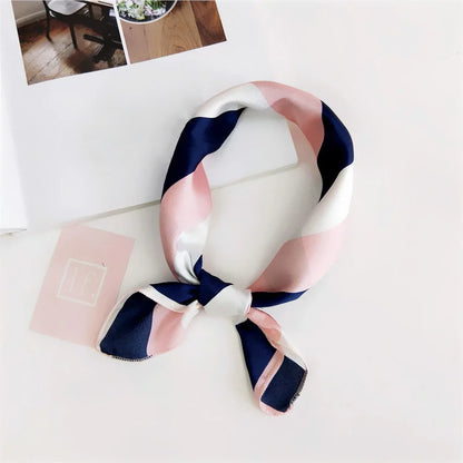 Square Scarf Hair Tie Band For Business Party Women Elegant Small Vintage Skinny Retro Head Neck Silk Satin Scarf Beauty World Shop