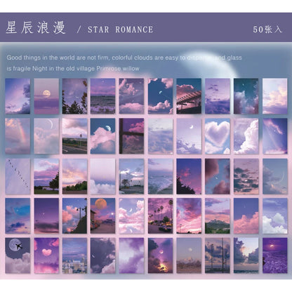 Yoofun 50 Sheets Natural Scenery&Art Paintings Stationery Stickers Book Aesthetic Landscape Cute Scrapbooking Planner Journaling Beauty World Shop