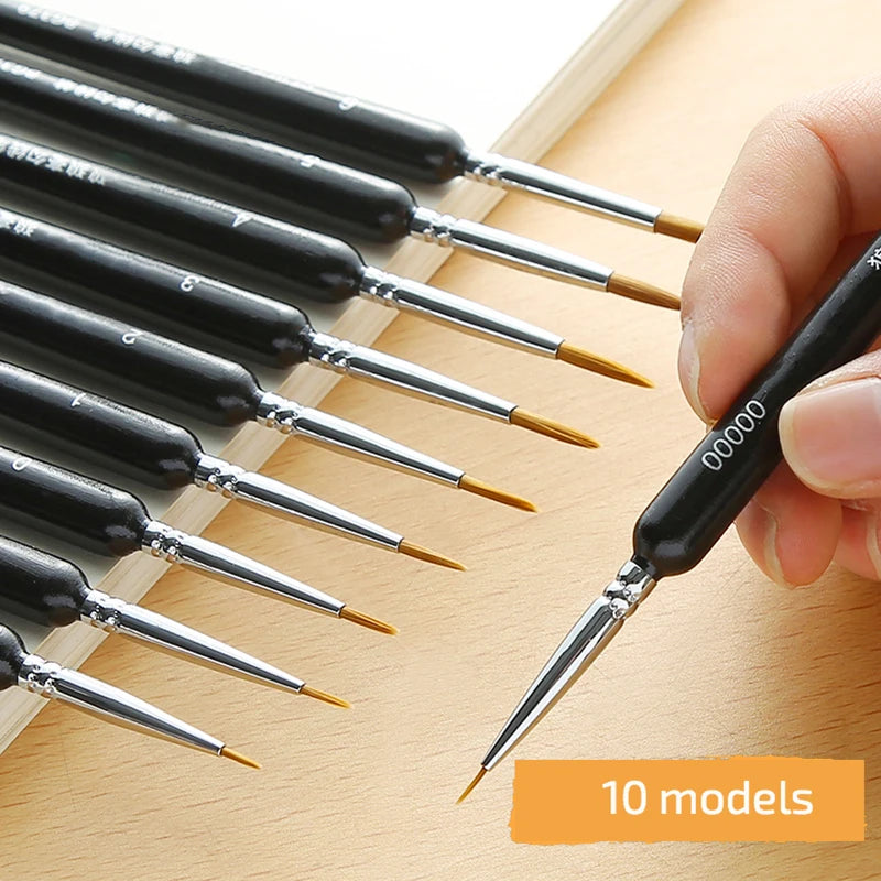4/5/10pcs Miniature Hook Line Pen Art Painting Brushes Weasel Hair Paint Brush Gouache Watercolor Oil Paint Artists Hand Painted Beauty World Shop