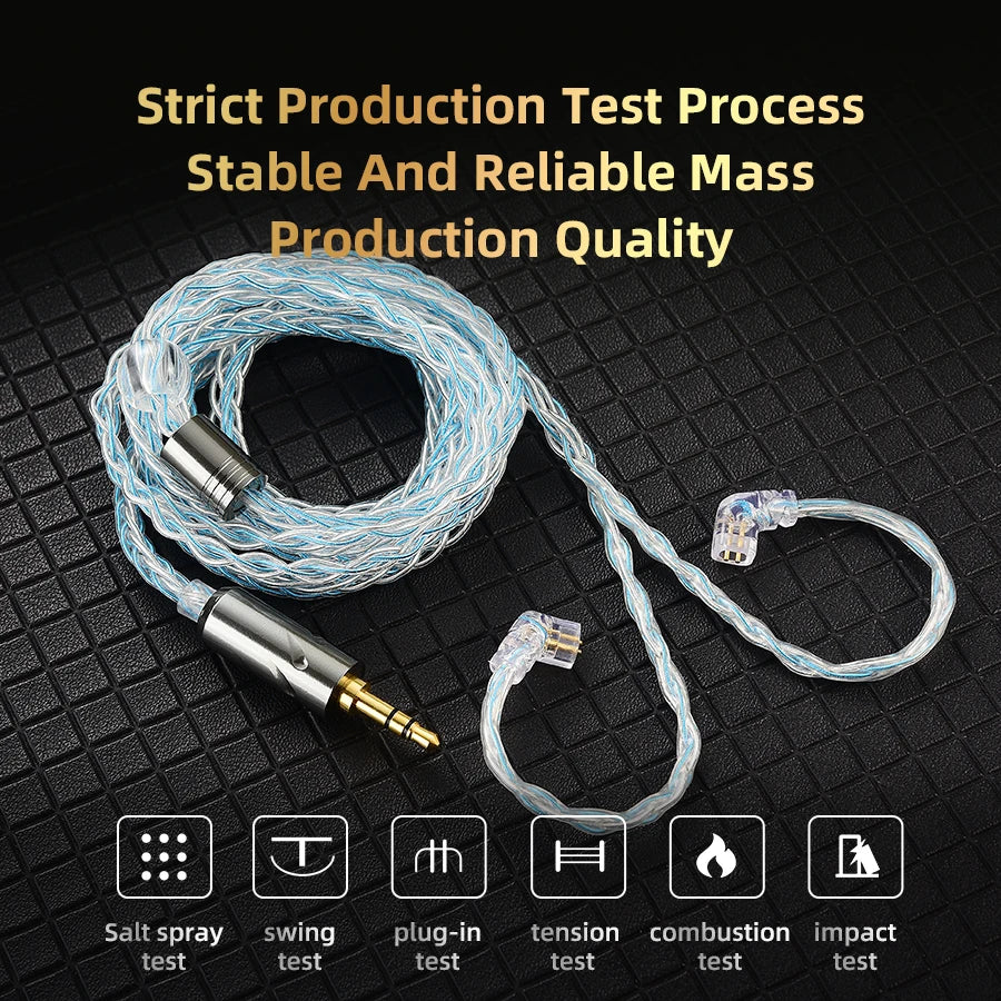 QKZ T1 Earphone Cable QDC Type Copper Silver-plated Upgrade Cable 3.5mm Wired Headphones For KZ ZSN PRO ZS10 pro EDX TRN CCA