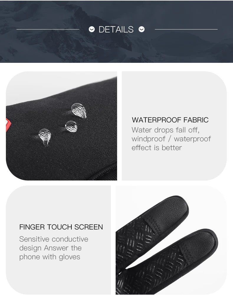 Winter Ski Gloves Men Bike Cycling Gloves Windproof Cold Proof Full Finger Outdoor Waterproof Bicycle Motorcycle Riding Mitten Beauty World Shop