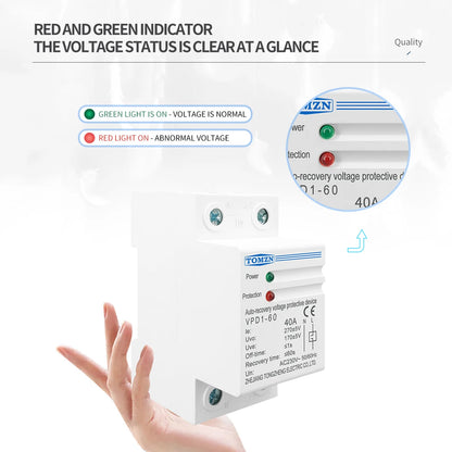 TOMZN 40A 60A 230V DIN Rail Automatic Recovery Reconnect Over Voltage And Under Voltage Protective Device Protection Relay Beauty World Shop