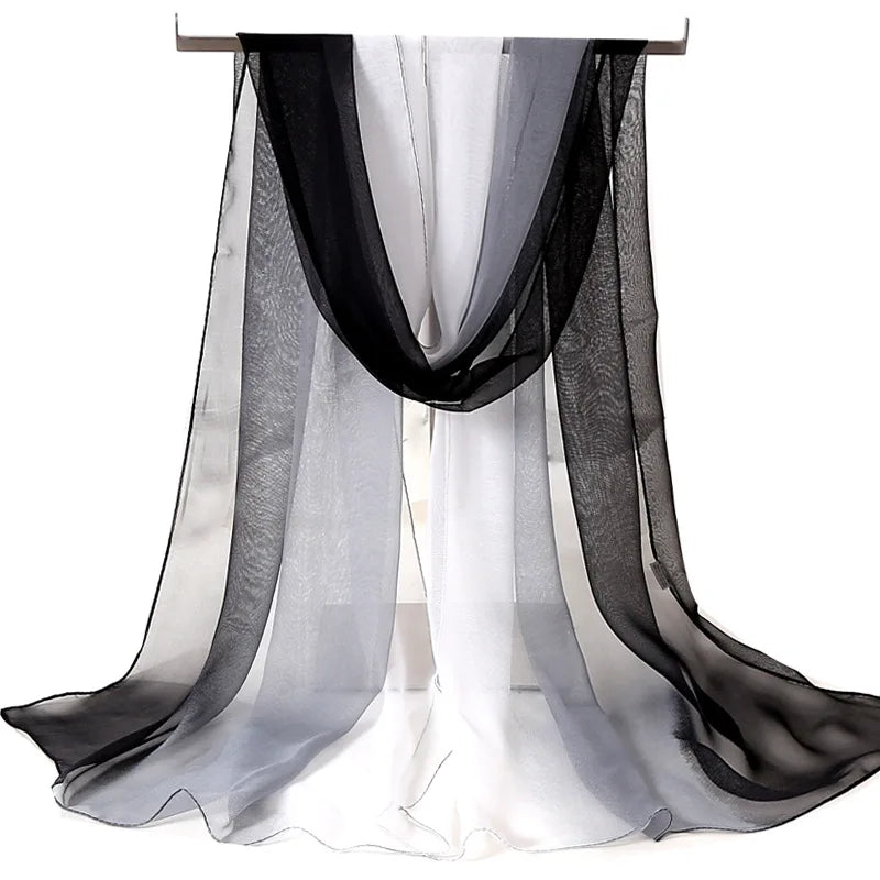 Four Seasons Thin Soft Chiffon For Women Silky Gradient Printing Beach Georgette Scarf Shawls Long Wraps Beach Sunscreen Hijab Beauty World Shop