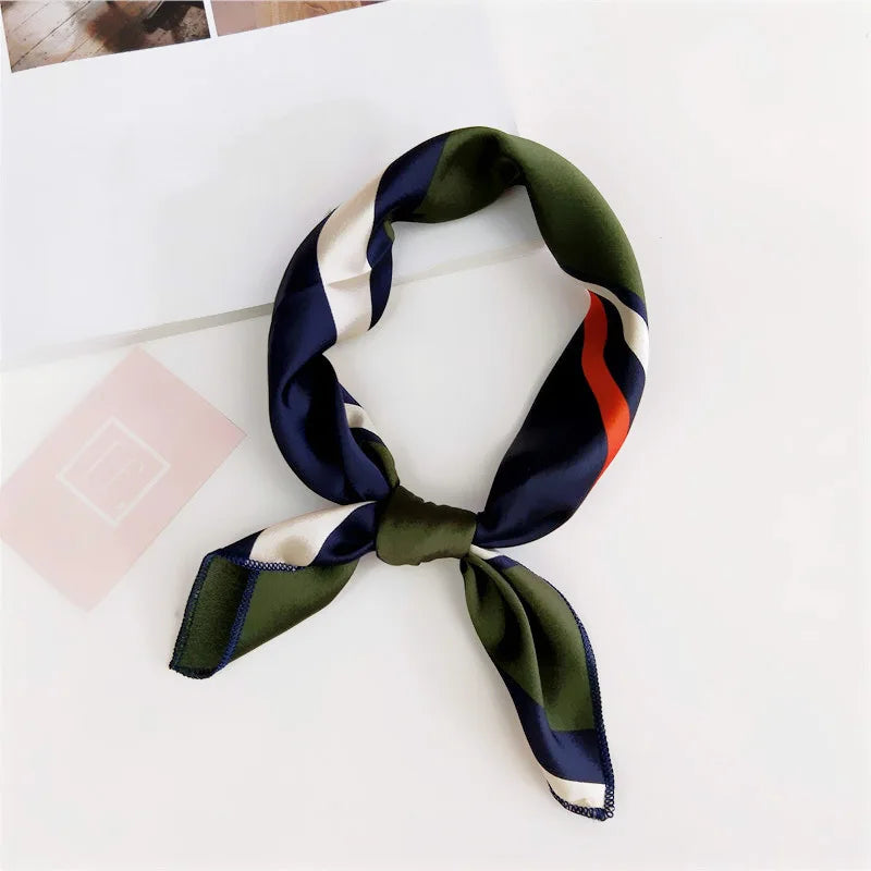 Square Scarf Hair Tie Band For Business Party Women Elegant Small Vintage Skinny Retro Head Neck Silk Satin Scarf Beauty World Shop